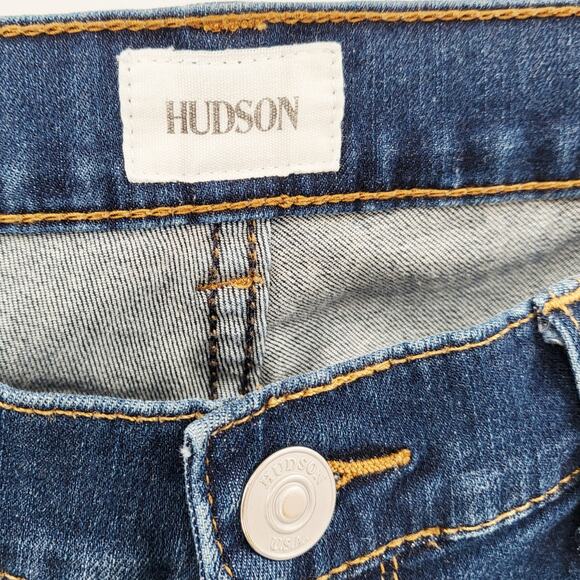 Hudson Krista Ankle Super Skinny Jeans Dark Blue Wash Busted Knee Women's Sz 27 - Picture 8 of 9
